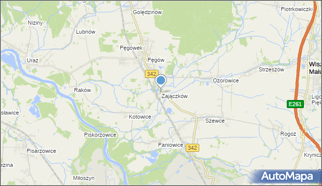 mapa Zajączków, Zajączków gmina Oborniki Śląskie na mapie Targeo